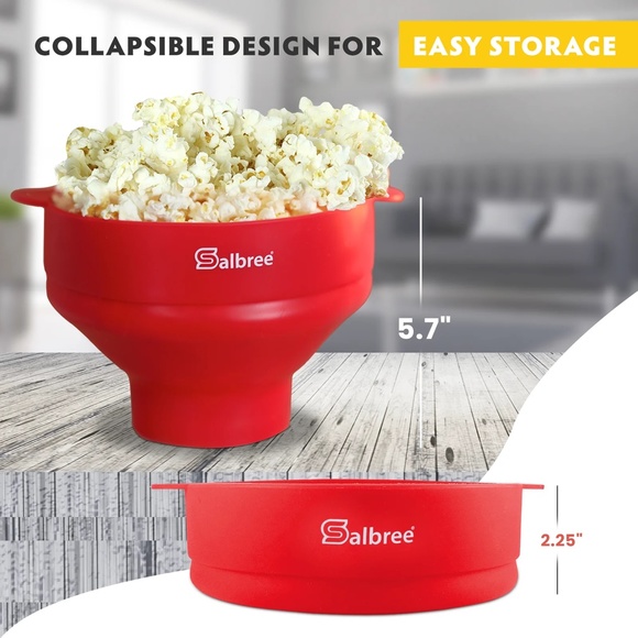 SALBREE New Sealed Microwave Collapsible Silicone Popcorn Popper- Light Blue - Picture 8 of 9